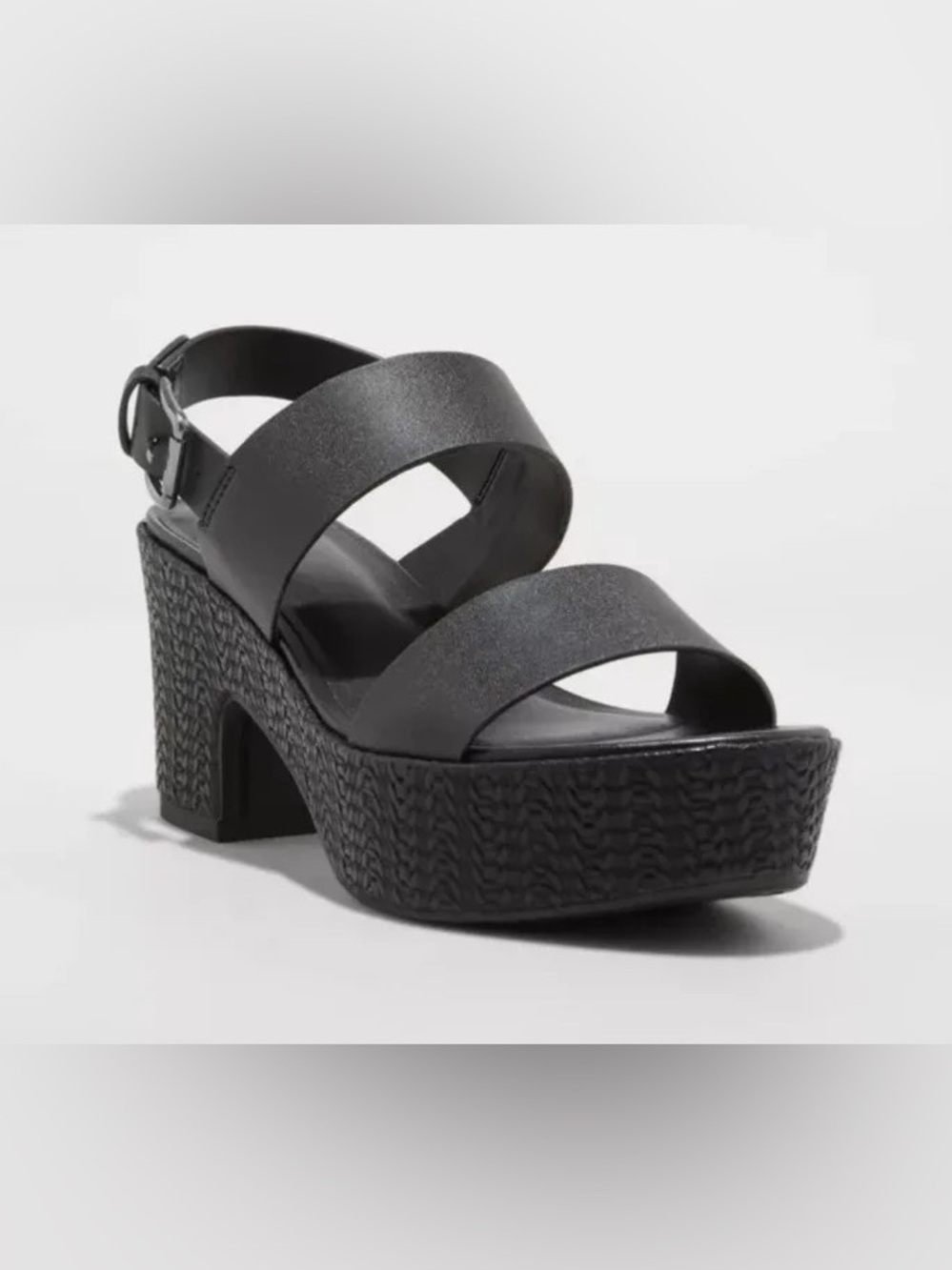 Black Platform Block Heel